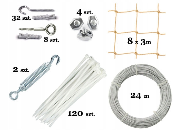 

Zestaw Siatka Przeciw Ptakom Balkon 8X3M Piaskowa
