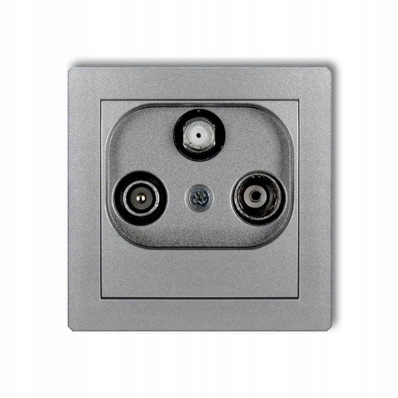 Stříbrná zásuvka Rtv-sat koncová 7DGST Deco Karlik