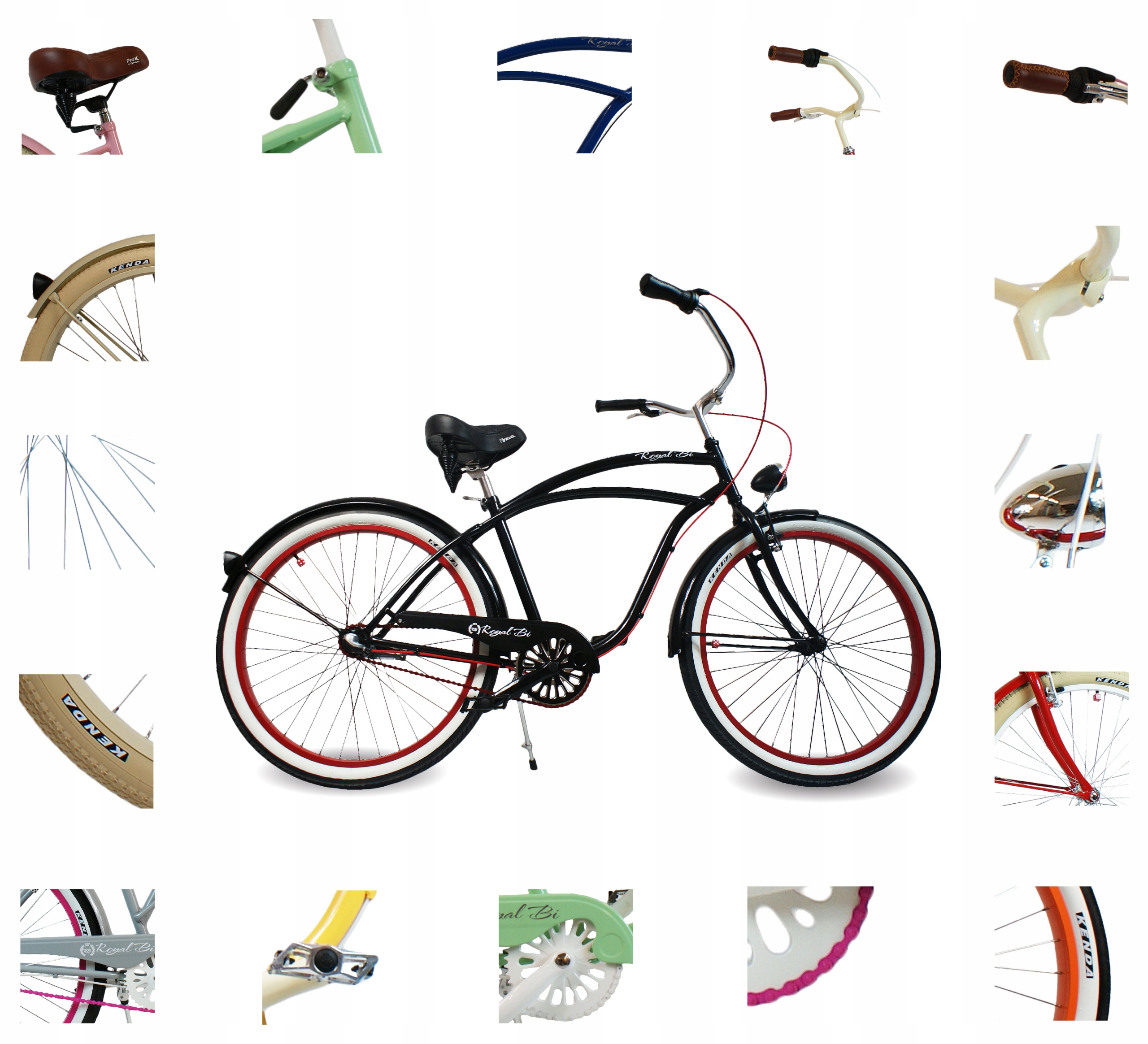 Mechanizm korbowy KORBA 170MM CRUISER + pedały 1rzęd CZARNA Rower miejski Marka RoyalBi