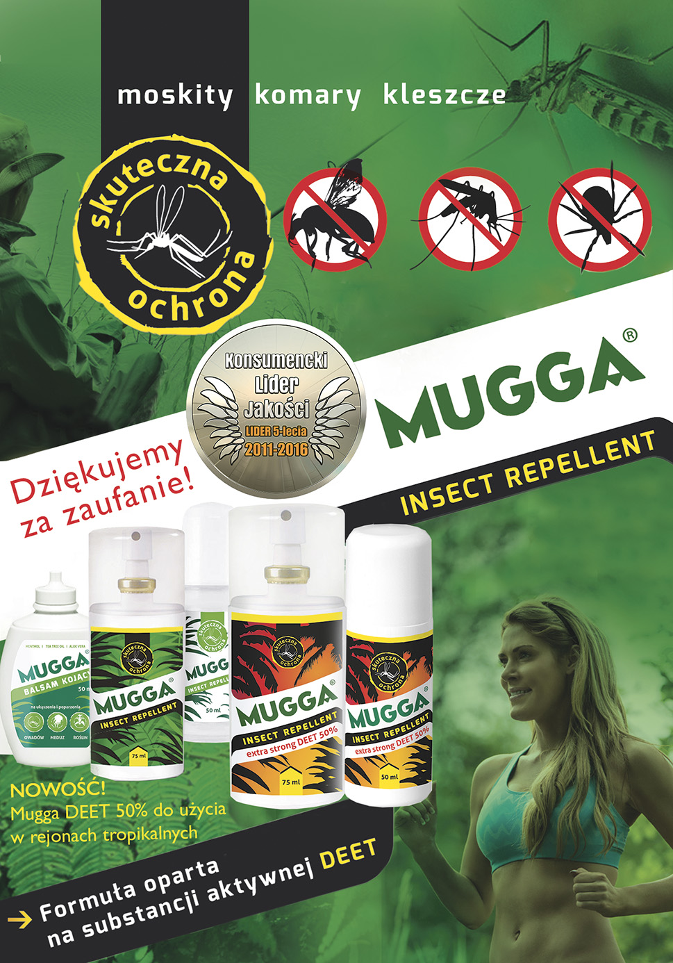 MUGGA SPRAY 9,5% DEET KLESZCZE KOMARY DLA DZIECI Kod producenta MUGGA