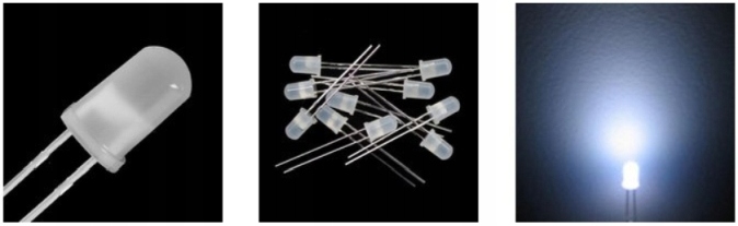 DIODY LED BIAŁE I KOLOROWE 5mm 100 SZTUK dioda Rozmiar soczewki 5mm