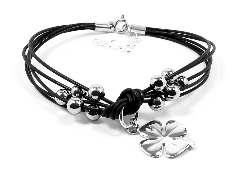 

Bransoletka Rzemień Srebro 925 Charms Koniczynka