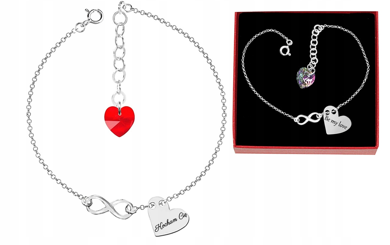 

Bransoletka Serce Infinity Z Kr. Swarovski Grawer