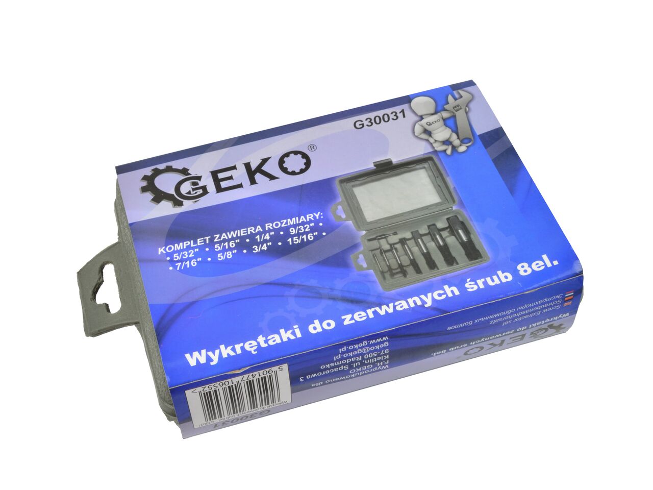 WYKRĘTAKI DO ZERWANYCH ŚRUB ZESTAW 8EL GEKO Liczba elementów w zestawie 8