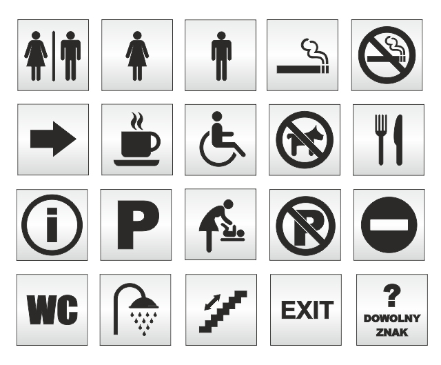 Piktogram, tabliczka WC TOALETA 8 x 8 cm Kod producenta P88