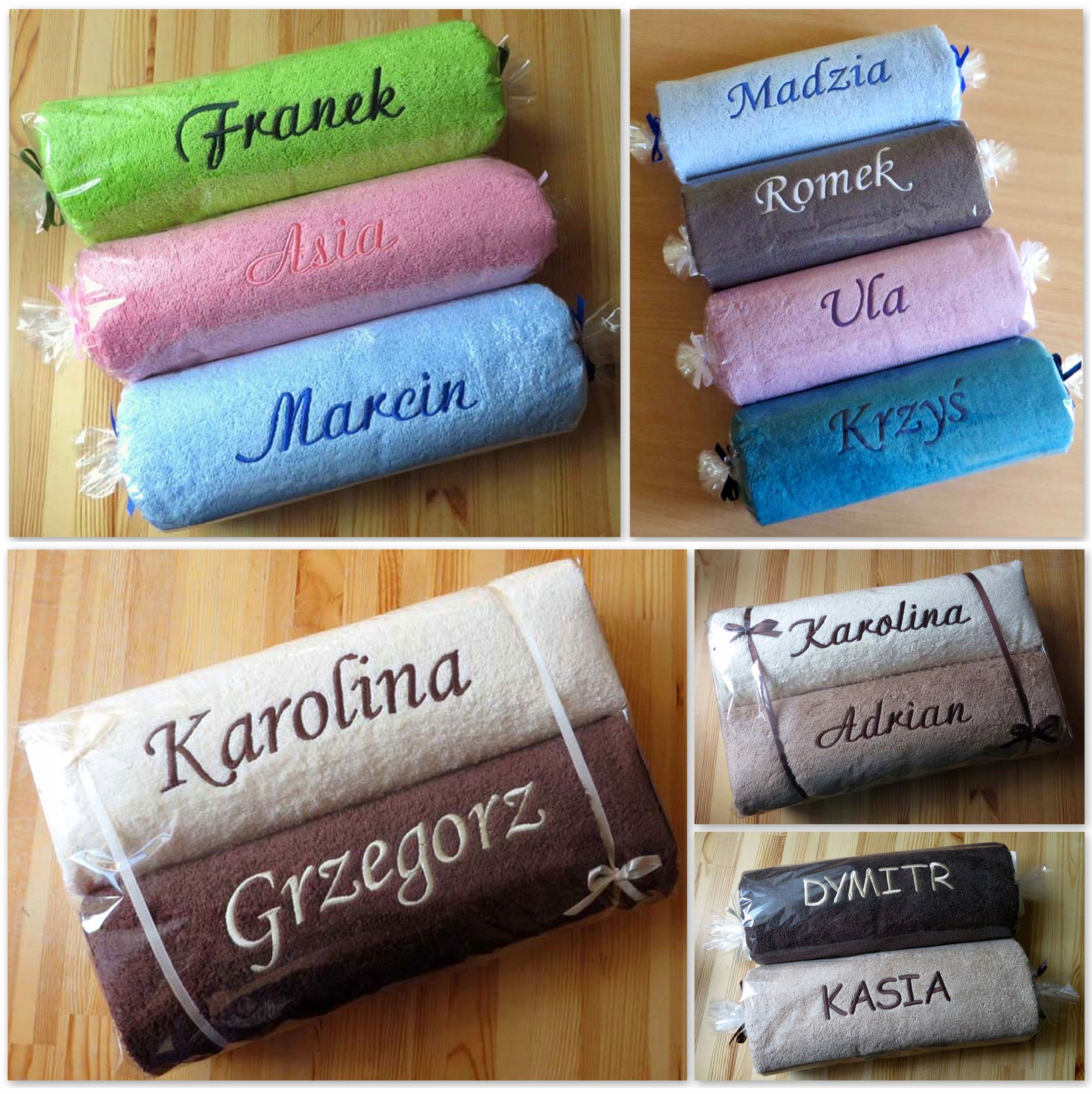 Ręczniki z HAFTEM napis IMIĘ prezent ŚLUB ROCZNICA Gramatura ręcznika 510 - 600 GSM