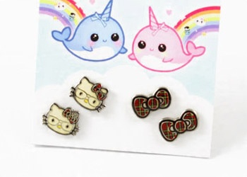 

kolczyki Hello Kitty kotki Nerd kawaii japan K48