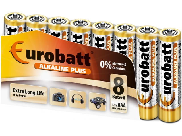 

Bateria Alkaline Plus Aaa LR3 Eurobatt 8 Szt