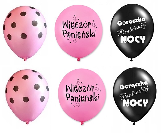 BALON NA WIECZÓR PANIEŃSKI BALONY 6 SZTUK KOMPLET