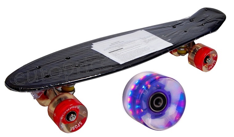 DESKOROLKA typu FISZK A ŚWIECĄCE KOŁA LED ABEC7 Długość decku 56 cm