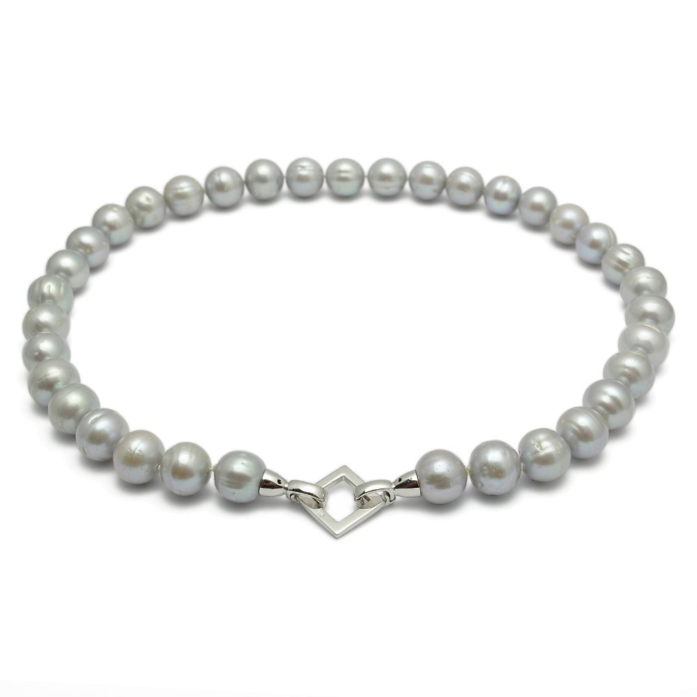 Netradiční Stříbrný Náhrdelník Z Šedých Perel