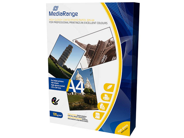 

Papier Mediarange Photo Glossy A4 100ark 135g