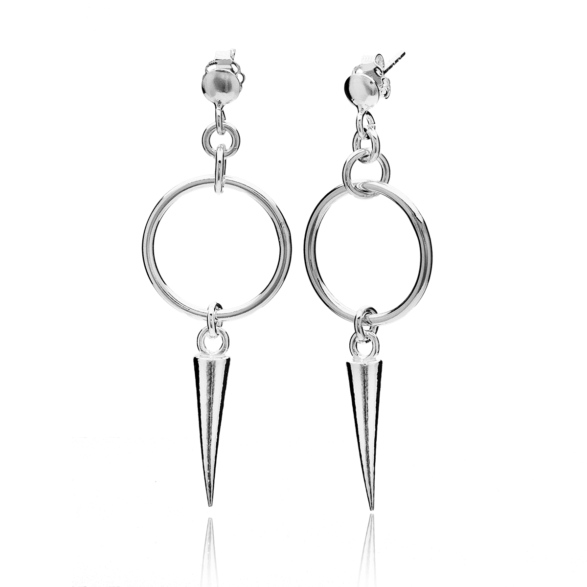 Náušnice kruhy s hroty stříbrné