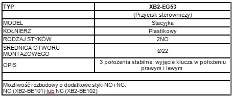 PRZYCISK STEROWNICZY XB2-EG53 STACYJKA Marka Adelid