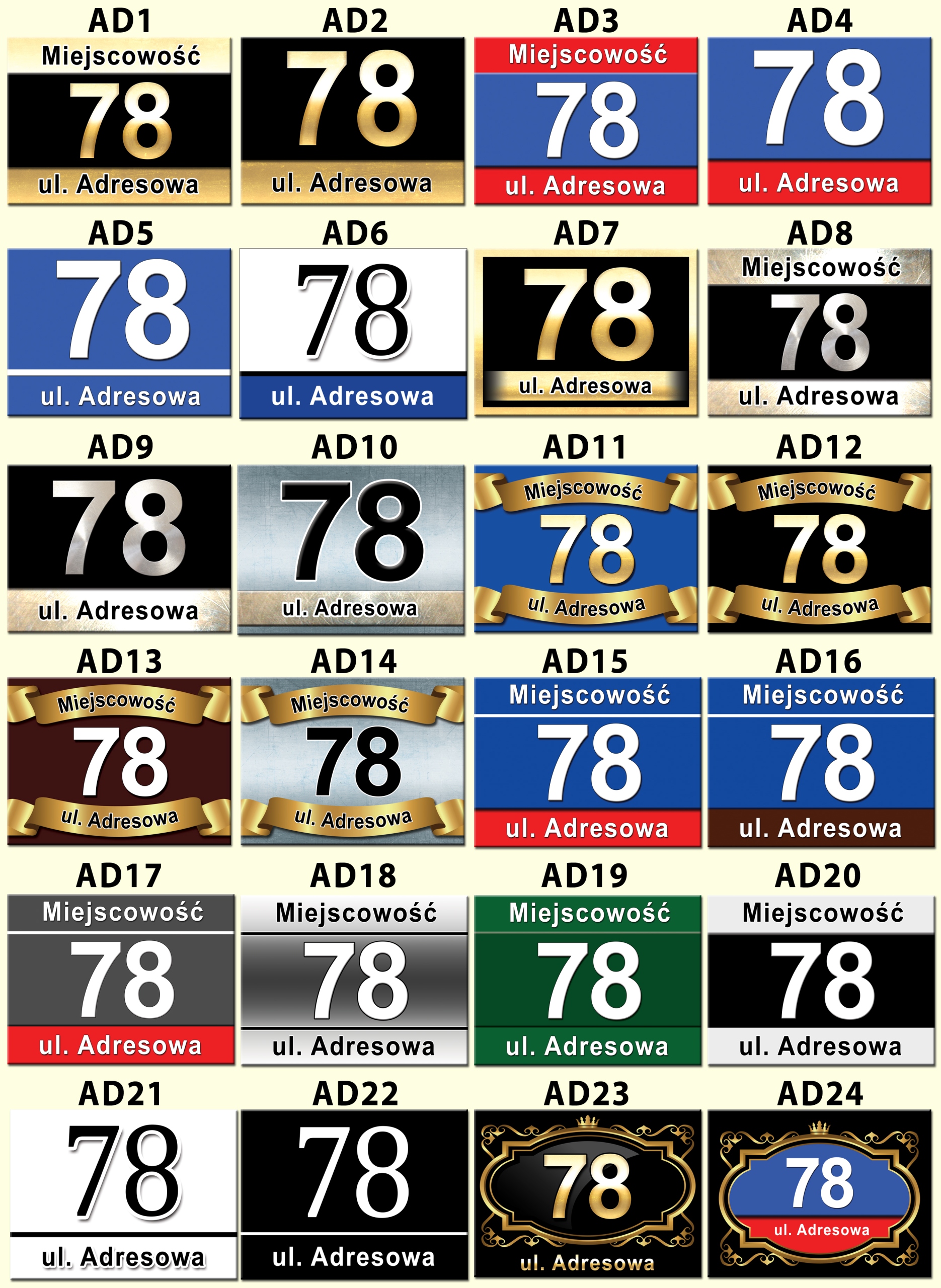 TABLICZKA ADRES NA DOM nazwa ulica numer działka Szerokość produktu 40 cm