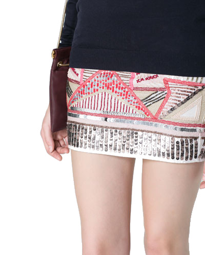 

Zara Spódniczka Mini Etnica Koraliki S