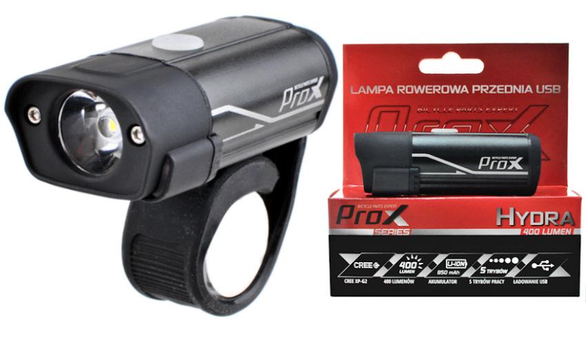 

Lampa Przód Prox Hydra Czarna CREE+2xLED 400Lm Usb