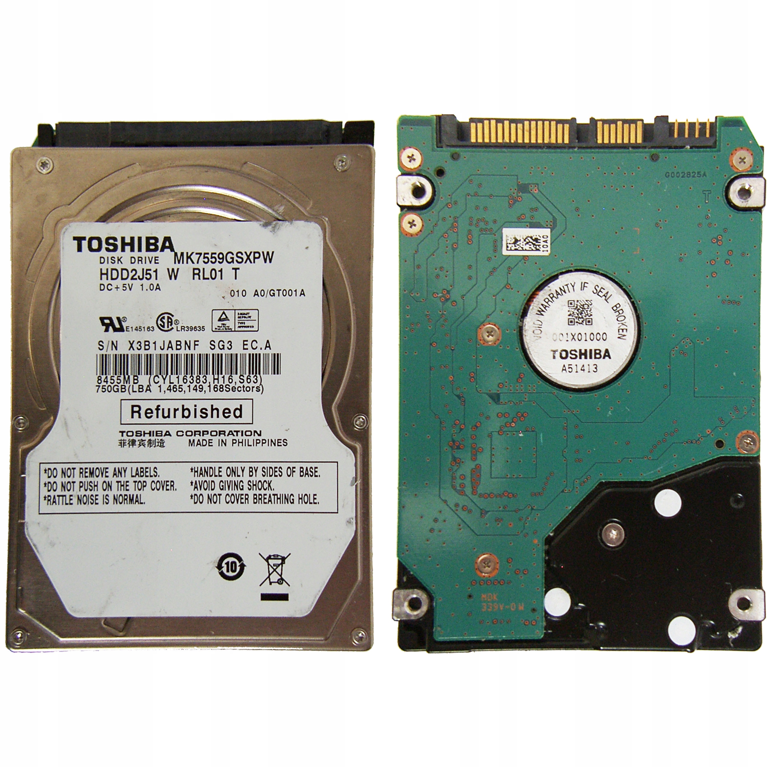 TOSHIBA MK7559GSXPW | HDD2J51W RL01T | nezistený 3zE