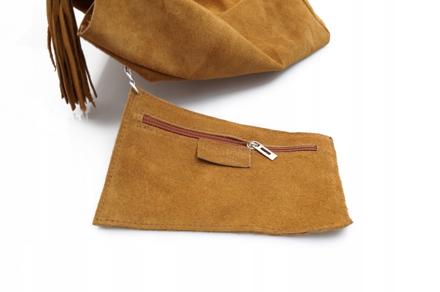 TOREBKA SKÓRZANA zamszowa worek V093 czerwona Wysokość 55 cm