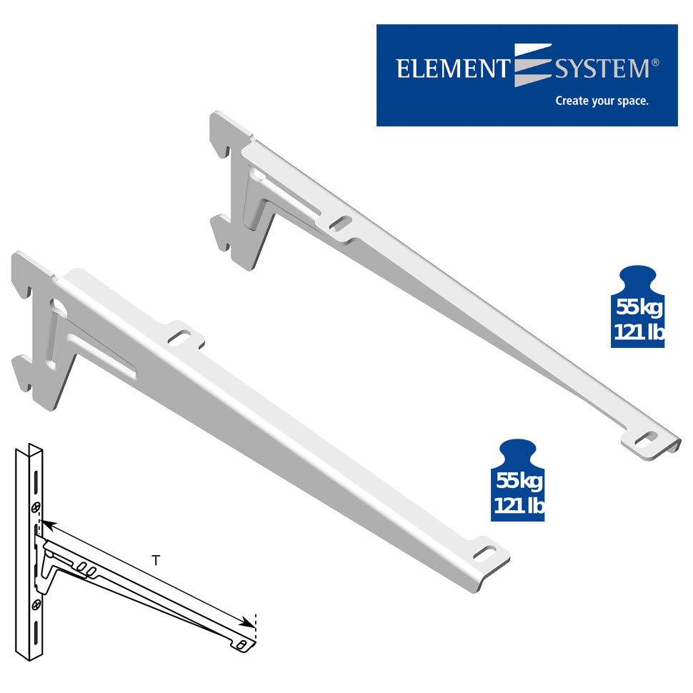 WSPORNIK PÓŁKI DO REGAŁ METALOWY BIAŁY ANGLE 28CM Marka Element System