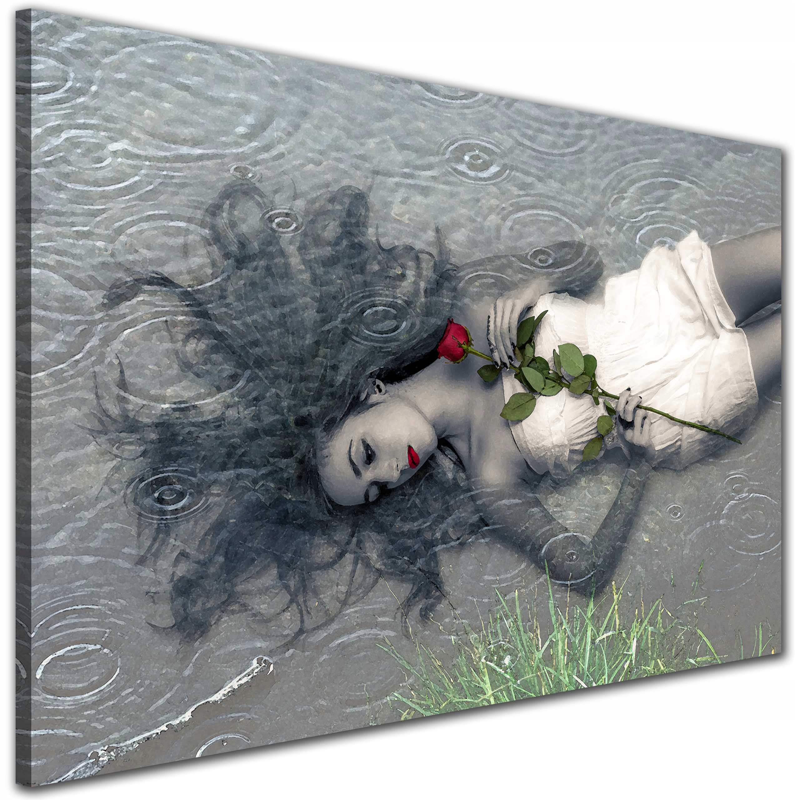 

Nowoczesny obraz Kobieta Róża Czerwony Woda