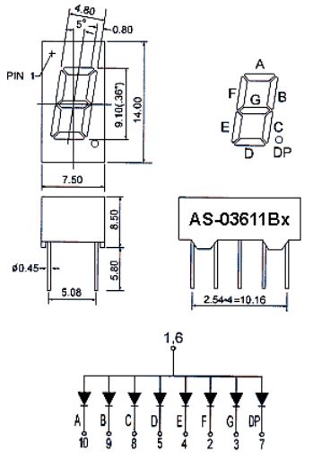ART Nowe LED 1 CYFRA 0,36"=9mm Ultra-RED W.A. Producent Ledis