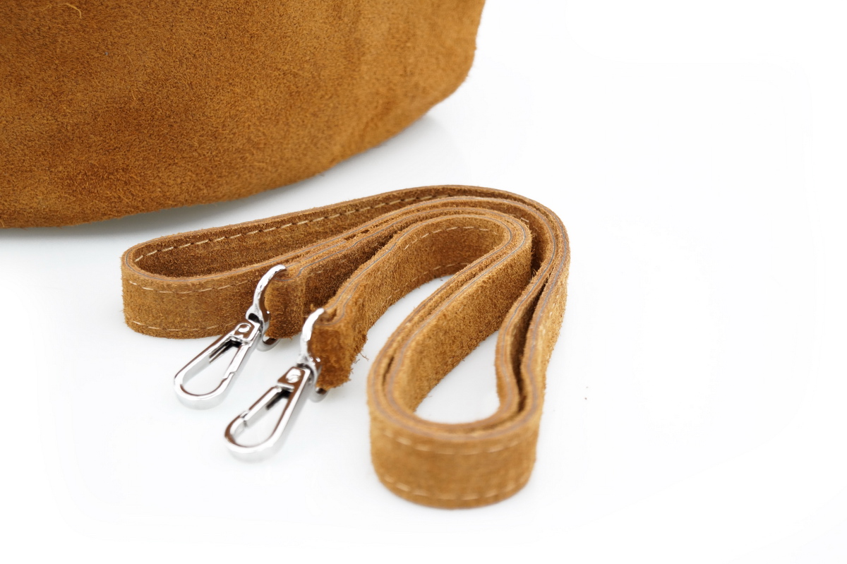 TOREBKA SKÓRZANA zamsz worek suwaki V318 c.szara Cechy dodatkowe kieszonka na telefon