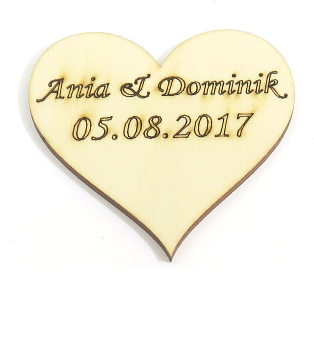 

Serce 7.5x7.5cm Imiona i Data Na Ślub Na Stół KK48