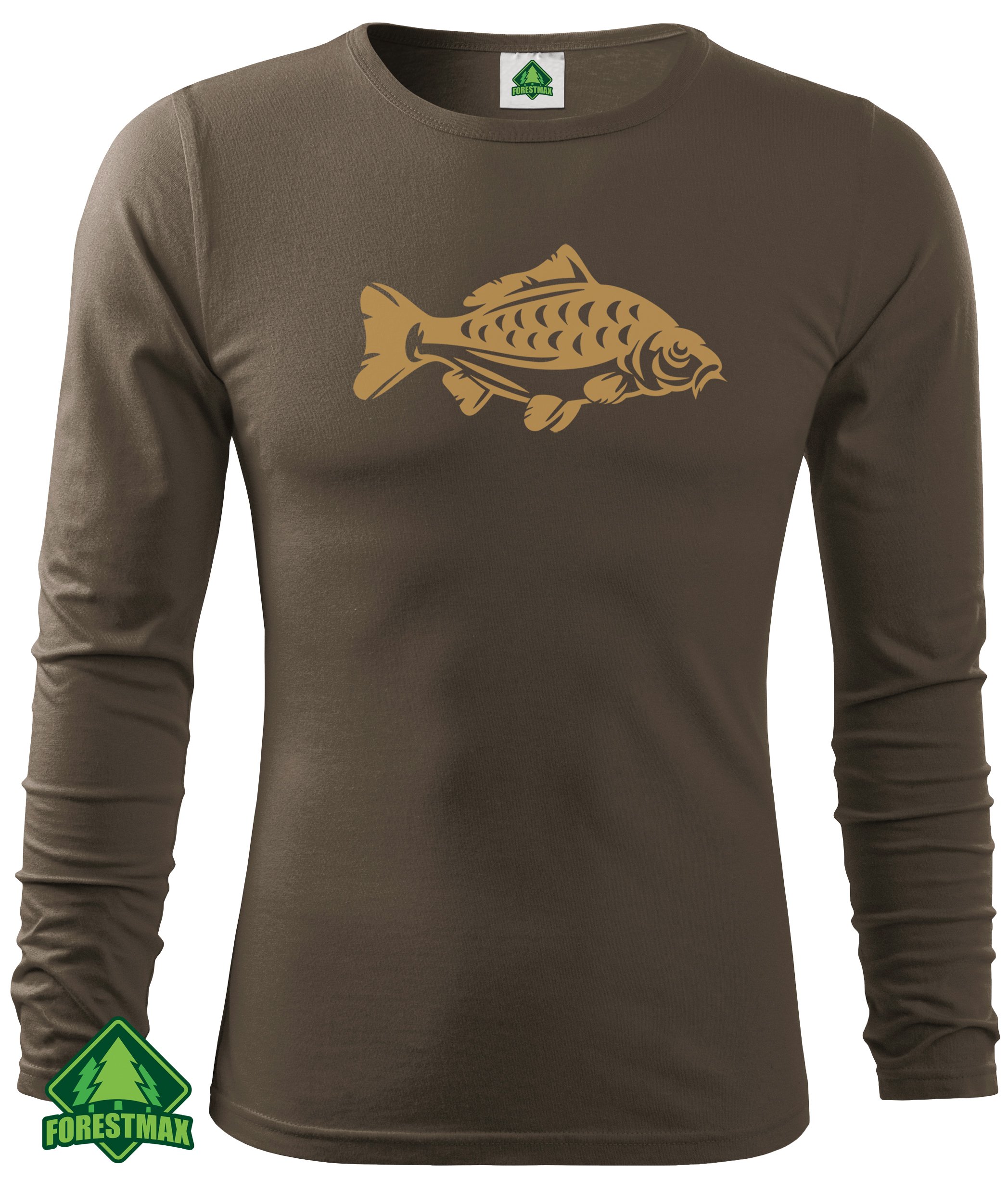 BRĄZOWA BAWEŁNIANA KOSZULKA WĘDKARSKA MOTYW KARPIA Marka inna