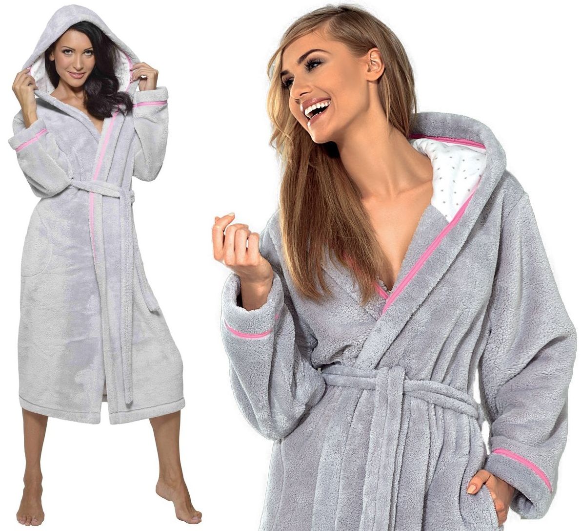 DŁUGI PUCHOWY DAMSKI SZLAFROK PODOMKA Astra XL