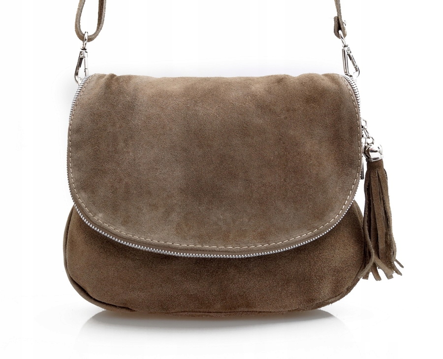 

Torebka Skórzana zamszowa listonoszka V225 taupe