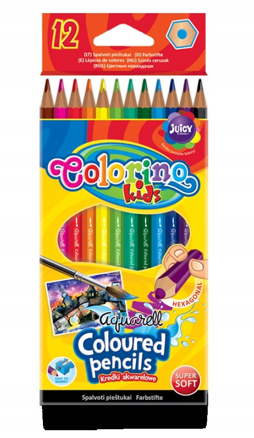 

Colorino Kredki akwarelowe 12 kol pędzelek 33039
