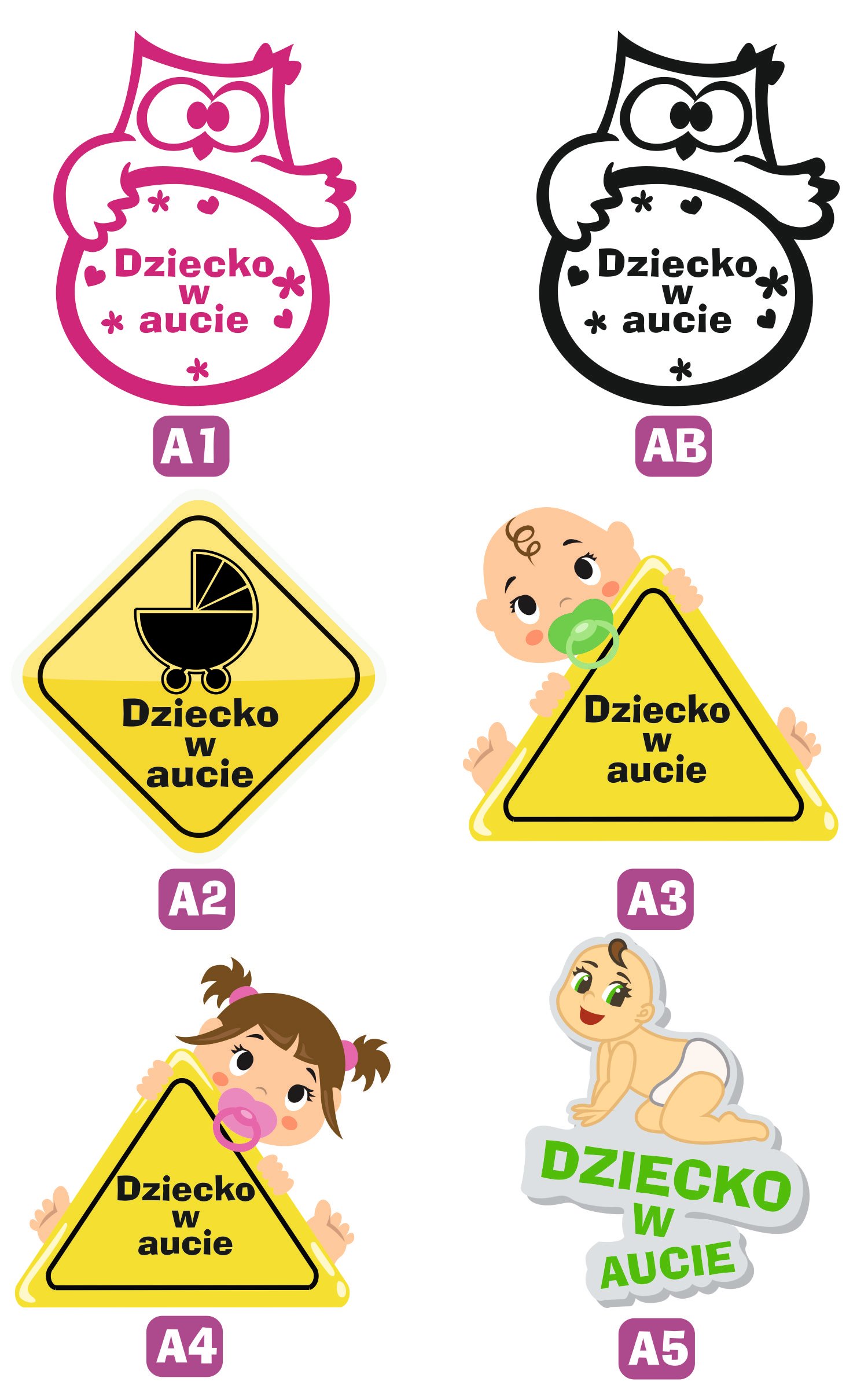 Naklejka Dziecko w aucie baby on board + tekst Bohater brak