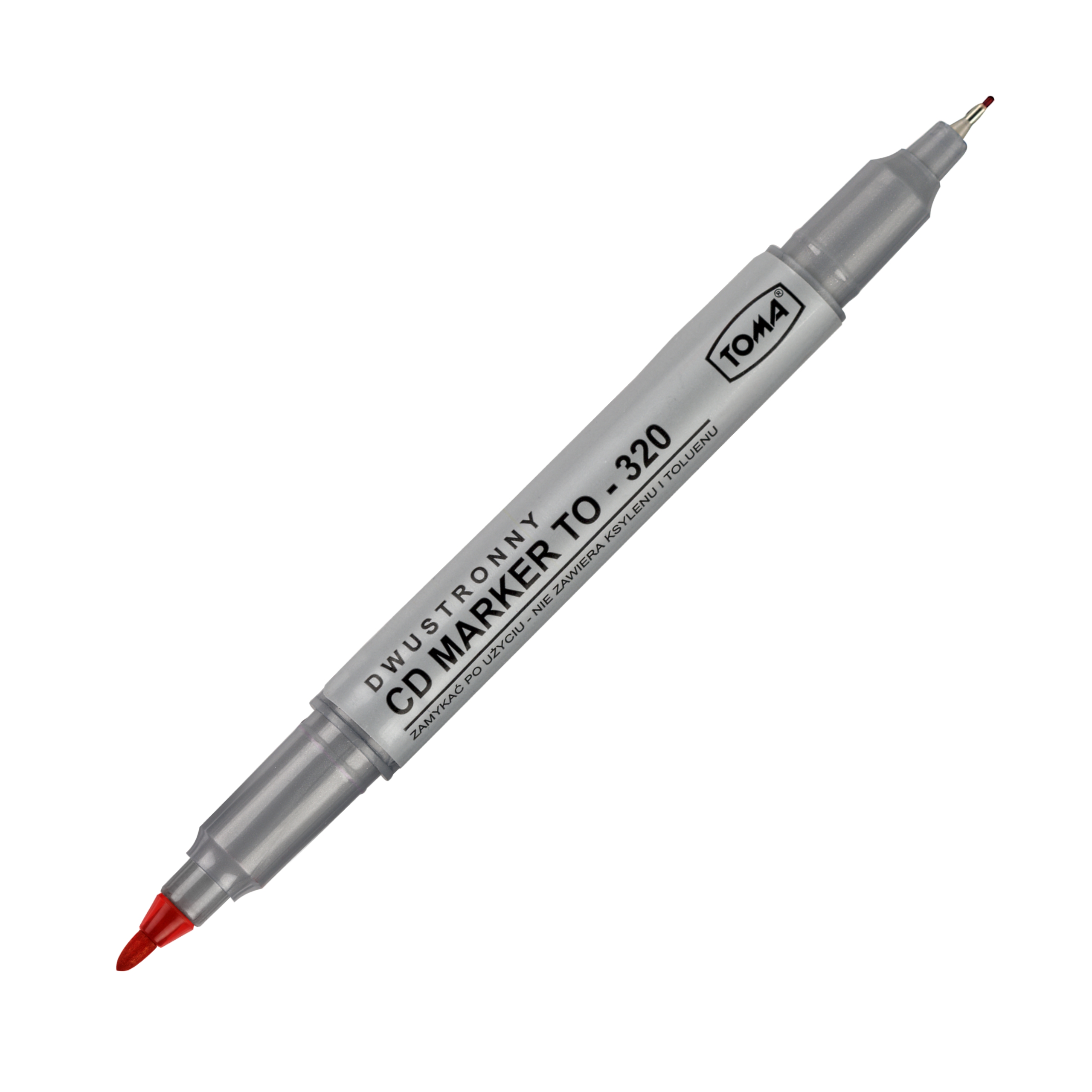 Marker Toma 320 do płyt Cd/dvd/bd dwustronny czerwony