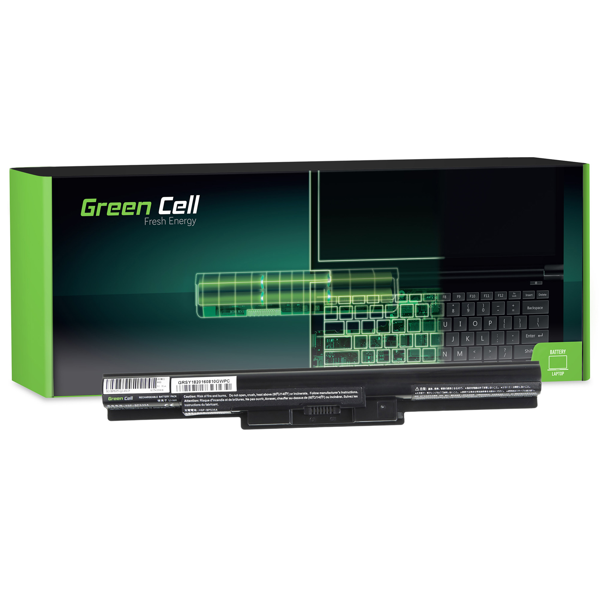 Toshiba Tecra r840-11f. Green Cell Battery. Battery 3 Cell Laptop. 14x14x1.5 s24e510c.