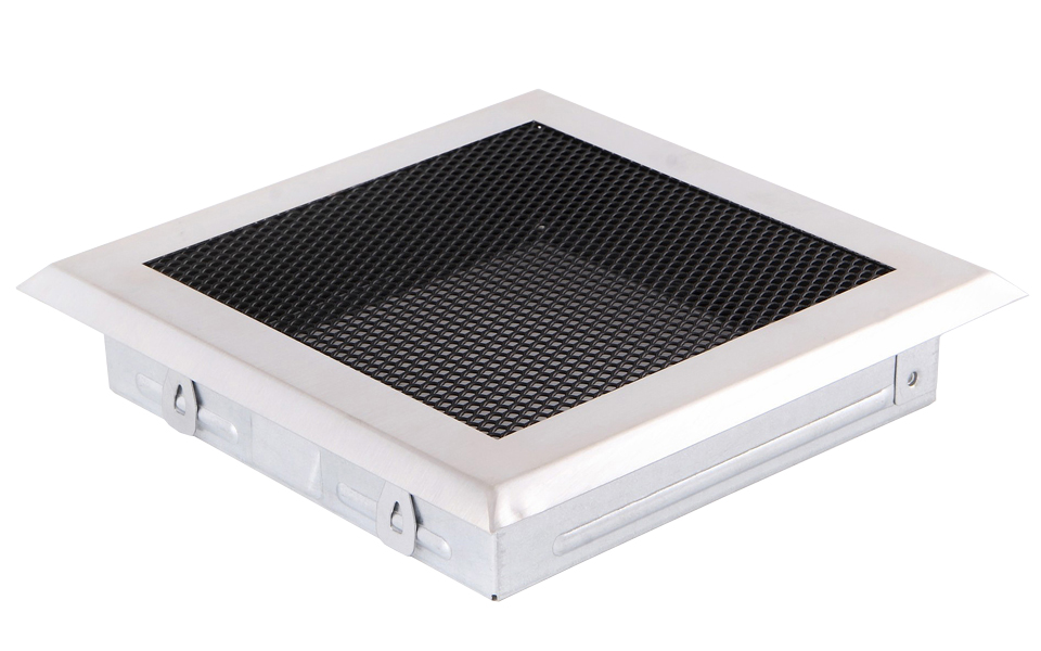 Větrací krbová mřížka 16x16 cm Chrom Brus