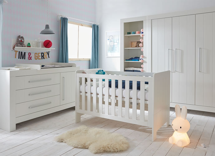 Pinio Calmo Szafa 3-drzwiowa pojemna BIAŁA SZARA Szerokość mebla 156.2 cm