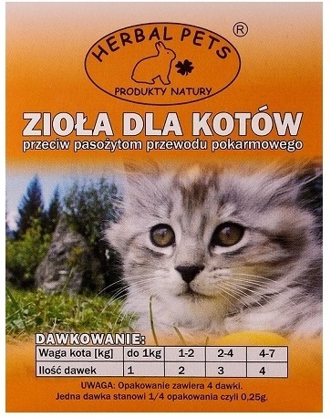 

Herbal Pets Zioła Przeciw Pasożytom Dla Kotów 1G