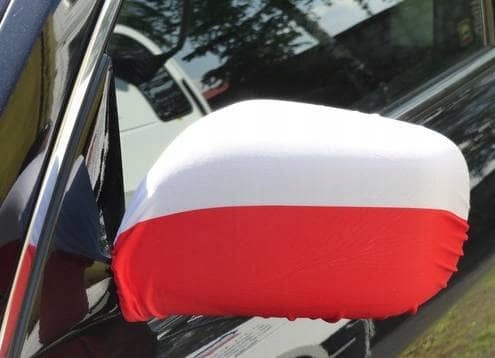 FLAGA KIBICA POLSKI POKROWIEC NA LUSTERKA 2szt SUV Wysokość 16 cm