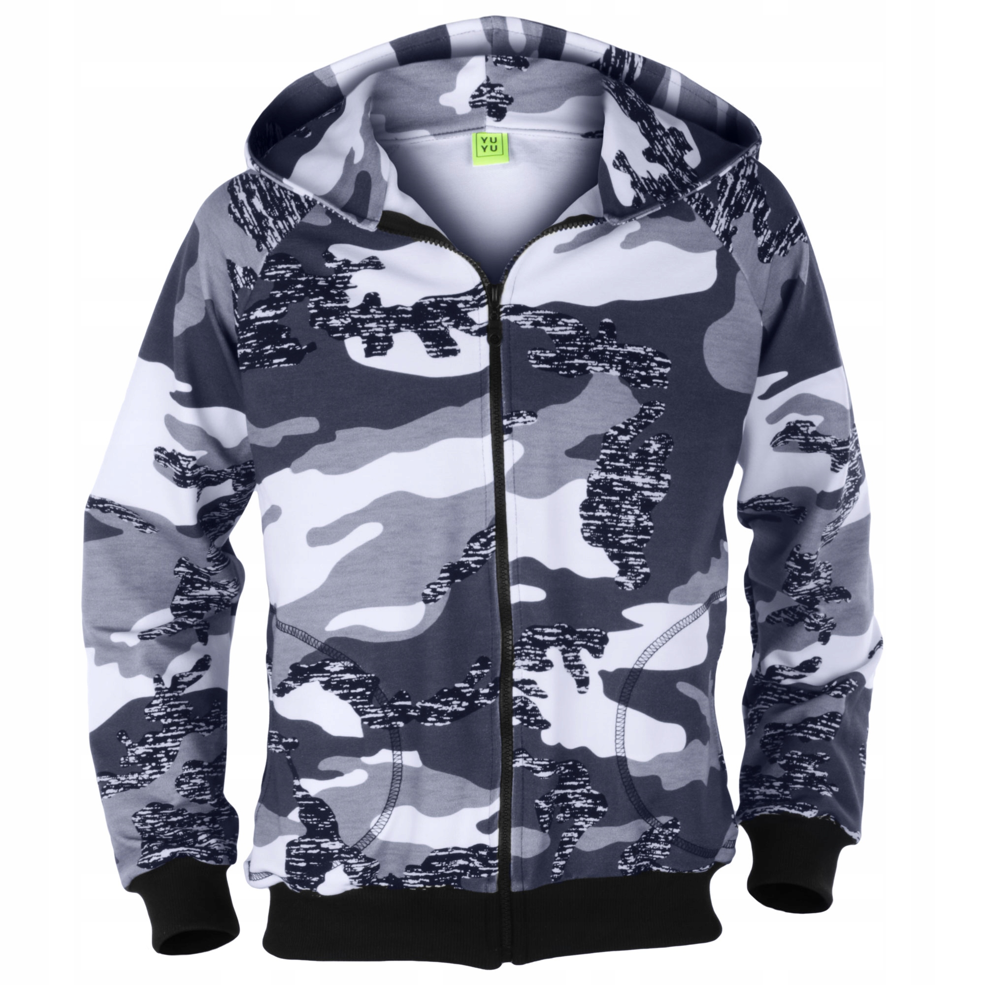 

Bluza Z Kapturem Zamek Szare Moro + Czarny M
