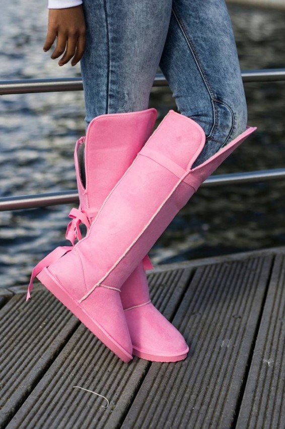 Buty DAMSKIE Długie SASZKI BOTKI Emo Kozaki SASZKI Nosek okrągły