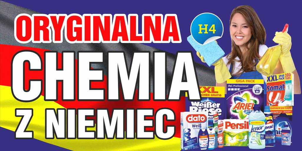 

Baner Reklamowy Chemia z NIemiec Proszki Płyny