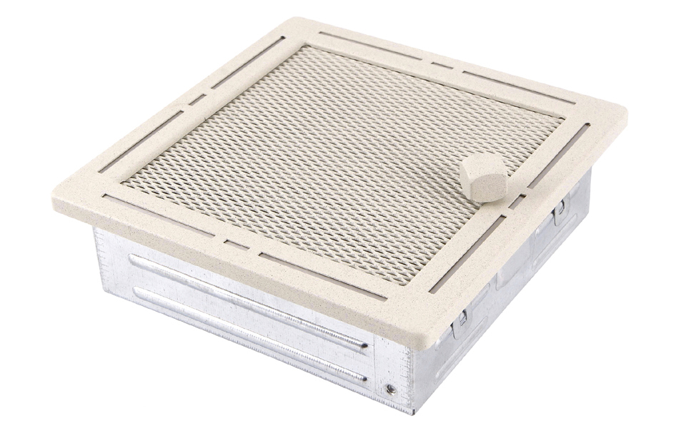 Krbová mřížka 16x16 cm s žaluzií Krém Brokat