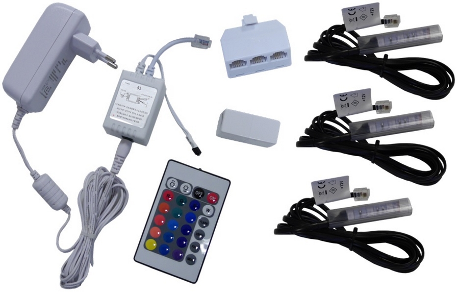 

3x klipsy Led Rgb do półek szyb klips Komplet