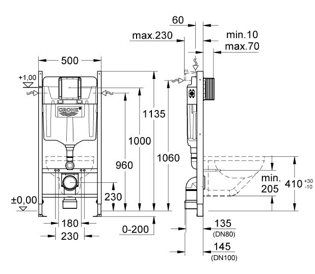 STELAŻ GROHE WC MEXEN CUBE RIMLESS DESKA DUROPLAST Marka Grohe, Mexen