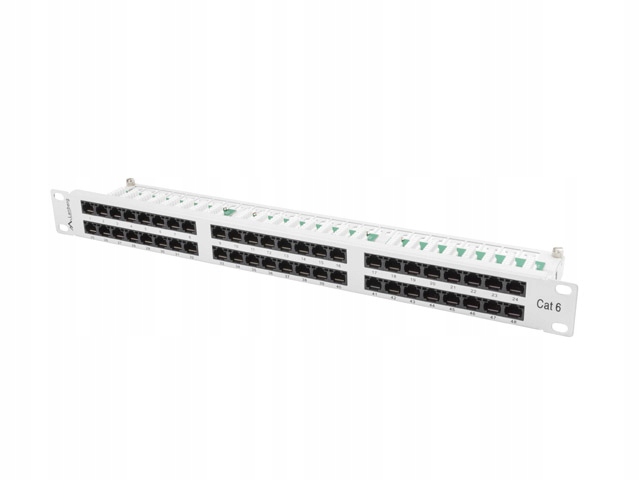 Patch panel Lanberg 19" Utp 48 portów kat.6 1U szary (PPU6-1048-S)