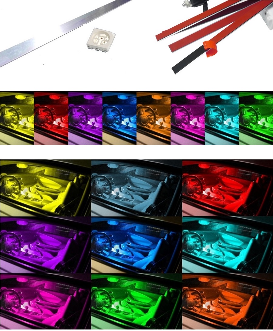 Oswietlenie WNETRZA auta RGB samochodu LED 8x12LED Part manufacturer other