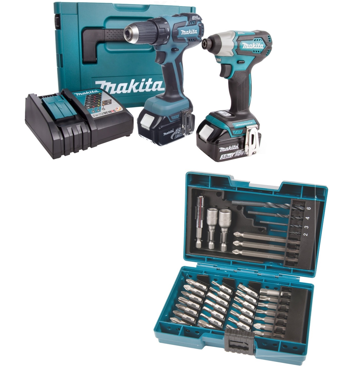 MAKITA ZESTAW COMBO WKRĘTARKA + ZAKRĘTARKA 18V 3Ah 7197243047