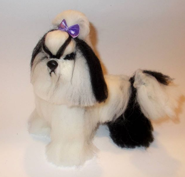 Filcowa Figurka Psa Rasy Shih Tzu Ooak Filcowa Figurka Psa Rasy Shih Tzu Ooak