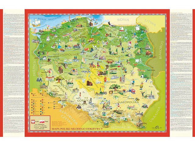 MAPA POLSKI DLA DZIECI BIURKO PODKŁADKA EDUKACYJNA - 7037943281 ...